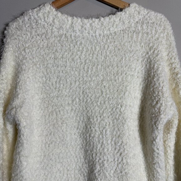 NWOT Show Me Your Mumu Cropped Varsity Sweater Knubby Knit Women's Small Cream - Picture 11 of 12